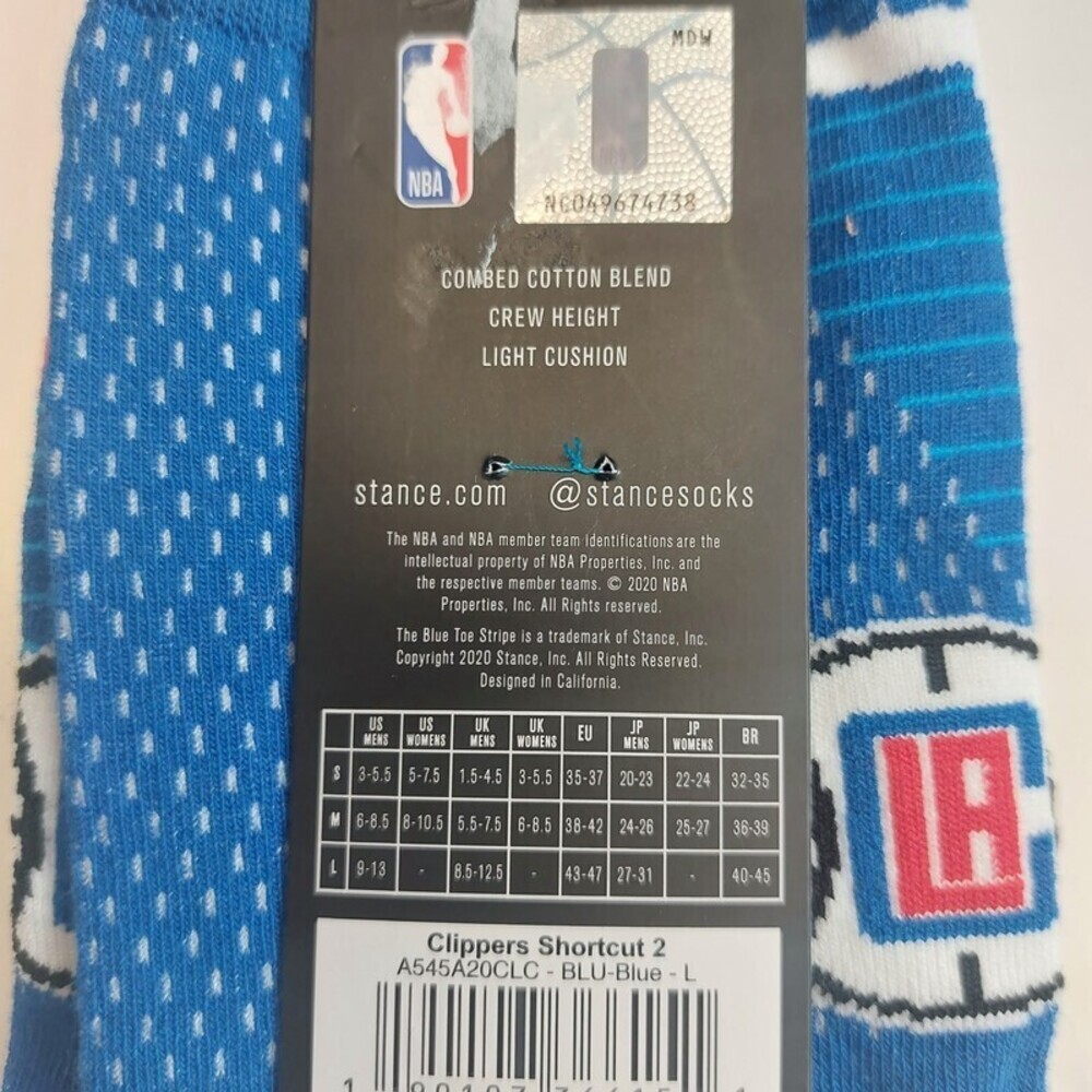 Stance Mens L (9-13) Los Angeles Clippers Shortcut 2 Infiknit Casual Crew Socks - Picture 6 of 6